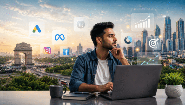 Professional digital marketing agency in Noida and Delhi NCR with Google Ads, Meta Ads, SEO and social media marketing visuals