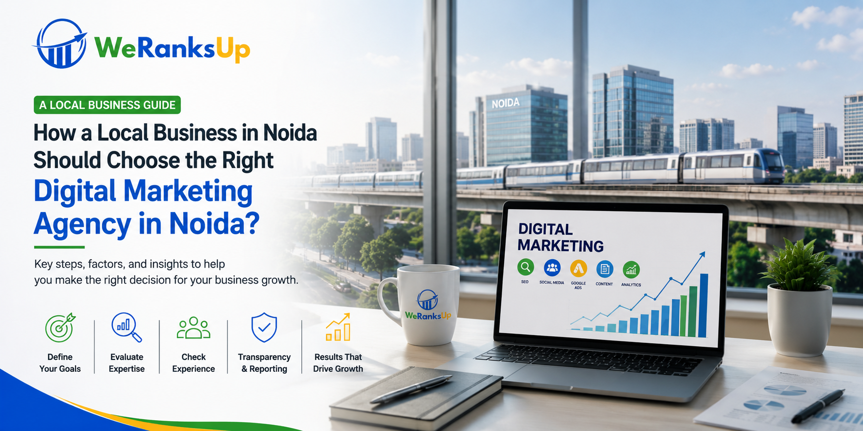 Picture showing sites of noida and Digital marketing agency office in Noida